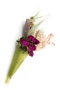 Blütentüte (mit Magnet) mit Rösli, Arabischem Ampfer, Bachnelkenwurz und Duftnessel